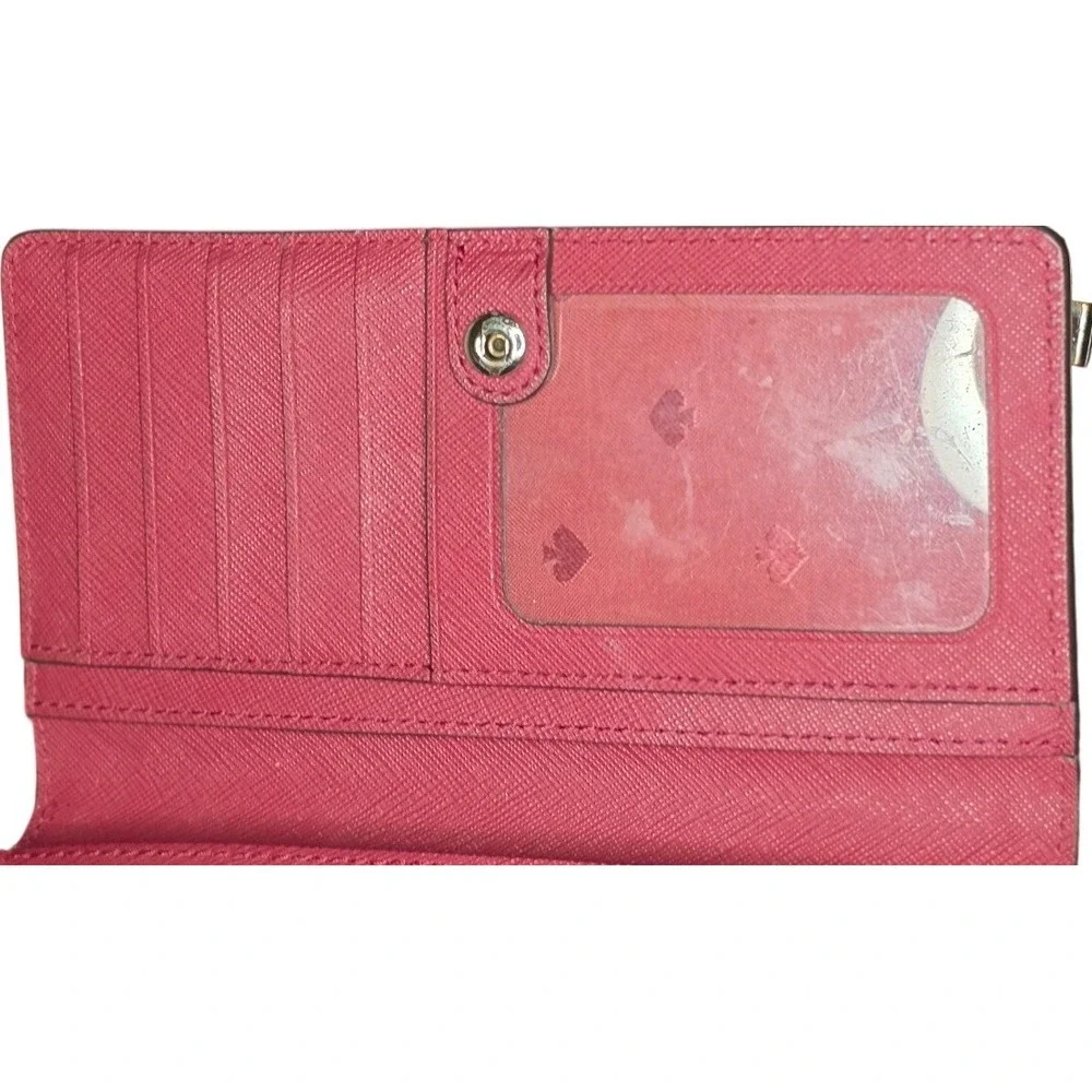 Wallet Kate Spade Pebbled Leather Slim Bifold Womens Orchid Pink